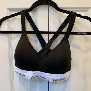 Calvin Klein Black Push-Up Racerback Bra MED